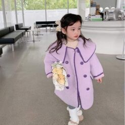 รหัส 0557 ชุดเดรสเด็กกันหนาว สีม่วง