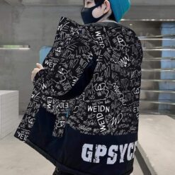 รหัส 0581 เสื้อกันหนาวเด็ก ขนเป็ดลายอักษร สีดำ